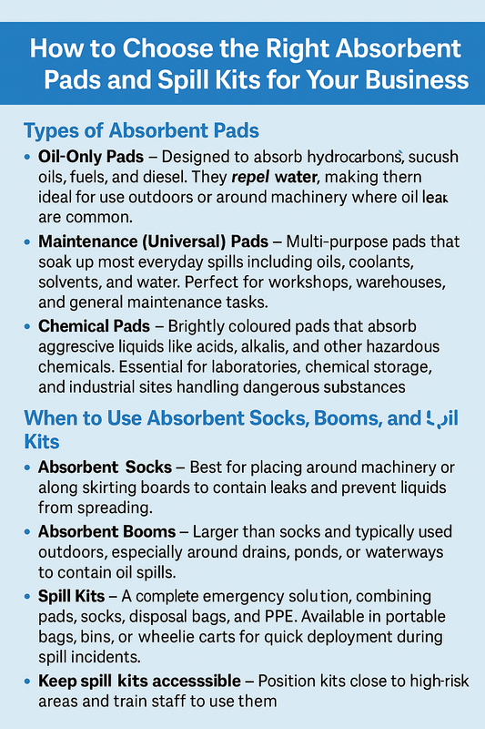 How to Choose the Right Absorbent Pads and Spill kits for Your Business.